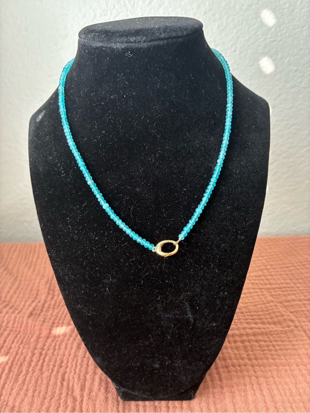 Turquoise Beaded Necklace with Gold Accent